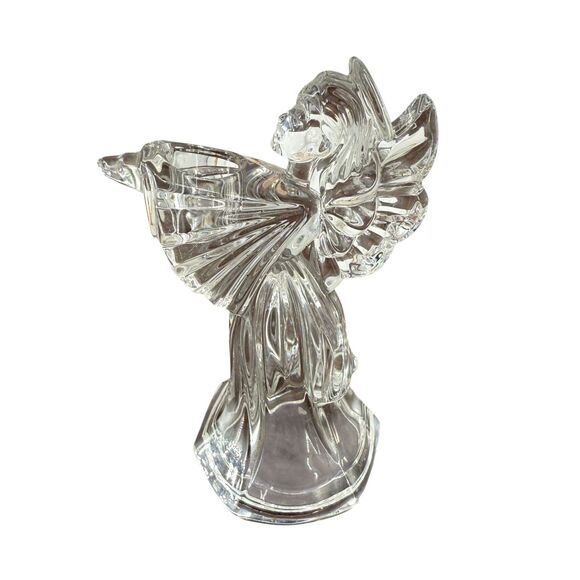 Marquis Waterford German Clear Crystal Glass Angel Mini Taper Candle Holder EUC - Picture 2 of 15